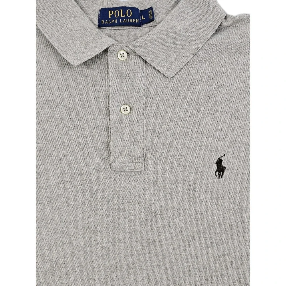 Polo Ralph Lauren Men's Large Tan Khaki Brown Pony Marled Polo Golf Shirt‎
